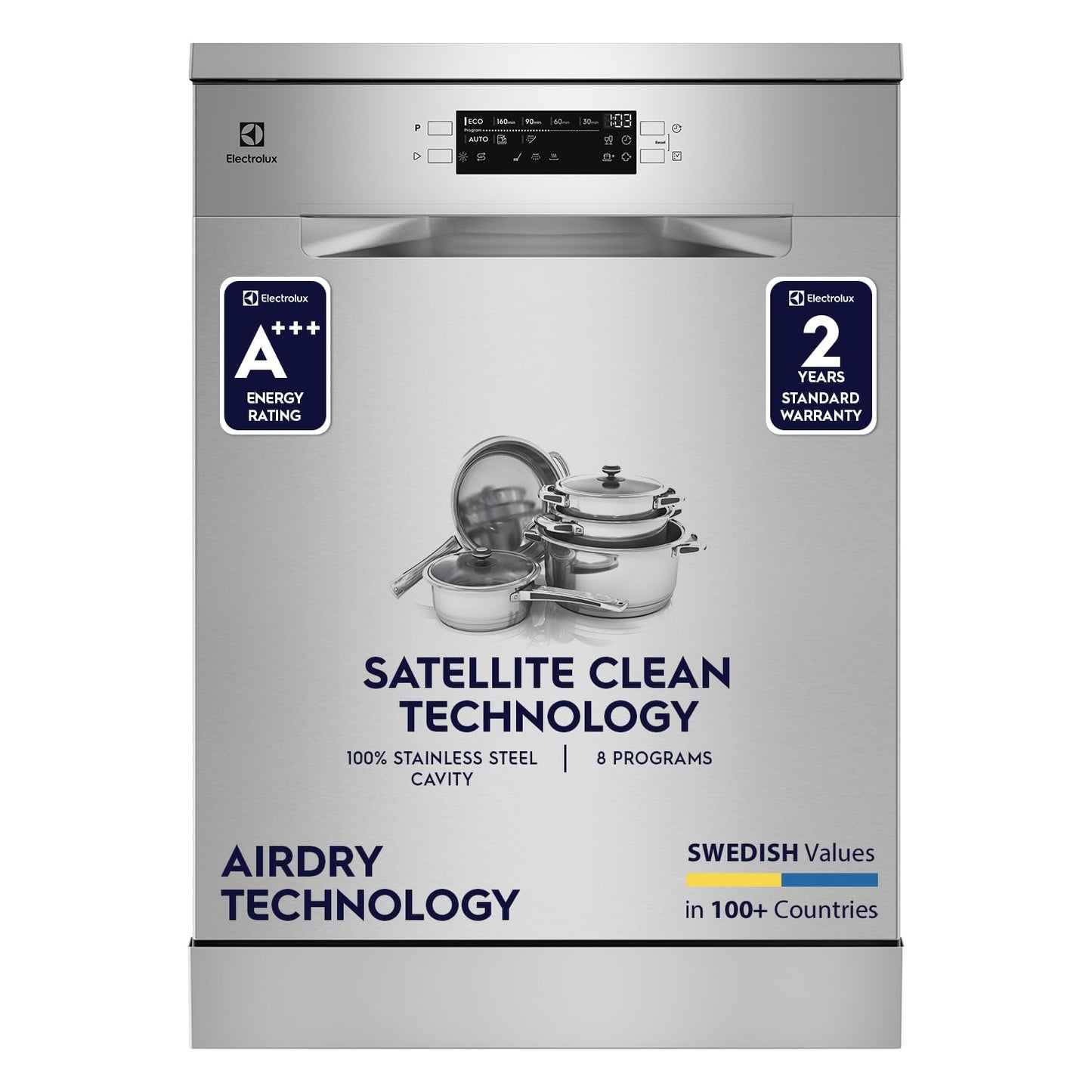 Electrolux 14 Place Settings Dishwasher Machine for Home, Fully Automatic with AirDry, In-Built Heater, Stainless Steel, UltimateCare 700, ESM48310SX 