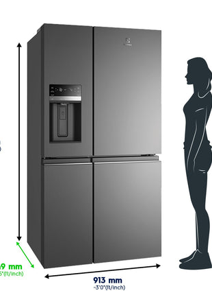 Electrolux 680L Frost Free Inverter French Door Refrigerator, TasteSealFlex, TwinTech Cooling System, Glossy Dark Grey Stainless Steel, UltimateTaste 900, EQE6879A-B 