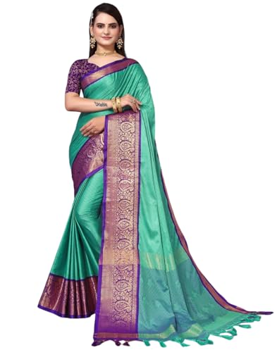 "Elegant Cotton Silk Saree with Woven Zari Work, Traditional Mysore Silk Design, Regular Wear for Women" (REXONA PURPLE) 