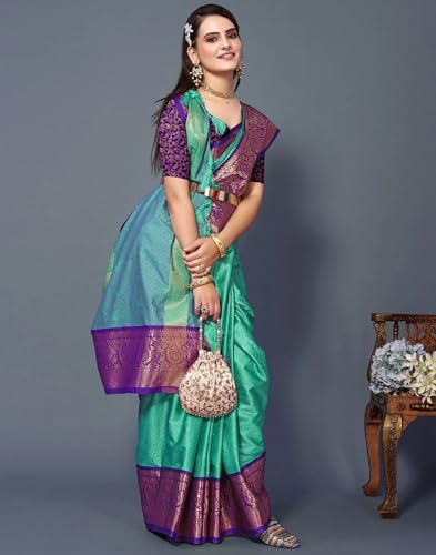 "Elegant Cotton Silk Saree with Woven Zari Work, Traditional Mysore Silk Design, Regular Wear for Women" (REXONA PURPLE) 