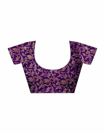 "Elegant Cotton Silk Saree with Woven Zari Work, Traditional Mysore Silk Design, Regular Wear for Women" (REXONA PURPLE) 