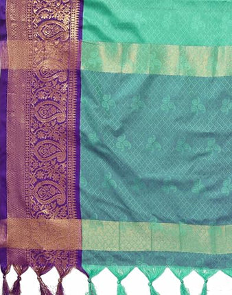 "Elegant Cotton Silk Saree with Woven Zari Work, Traditional Mysore Silk Design, Regular Wear for Women" (REXONA PURPLE) 