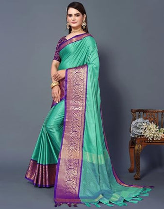 "Elegant Cotton Silk Saree with Woven Zari Work, Traditional Mysore Silk Design, Regular Wear for Women" (REXONA PURPLE) 