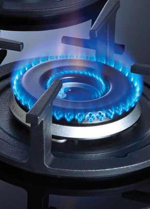 Elica 60cm 3 Burner Auto Ignition Hob | RG FLEXI HCT 360 DX LOTUS BK | Italian Sabaf Burners & Valves | Cast Iron Pan Support | Scratch-Resistant Black Glass | 2 Yr Warranty 