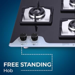 Elica 70cm 4 Burner Auto Ignition Hob | FLEXI HCT 470 DX LOTUS BK DUAL TONE | SABAF Burners | Cast Iron Pan Support | Dual Tone 8mm Toughened Glass | 5-Year Glass & Valve Warranty | Black 