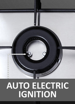 Elica 70cm 4 Burner Auto Ignition Hob | FLEXI HCT 470 DX LOTUS BK DUAL TONE | SABAF Burners | Cast Iron Pan Support | Dual Tone 8mm Toughened Glass | 5-Year Glass & Valve Warranty | Black 