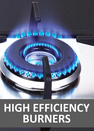 Elica 70cm 4 Burner Auto Ignition Hob | FLEXI HCT 470 DX LOTUS BK DUAL TONE | SABAF Burners | Cast Iron Pan Support | Dual Tone 8mm Toughened Glass | 5-Year Glass & Valve Warranty | Black 