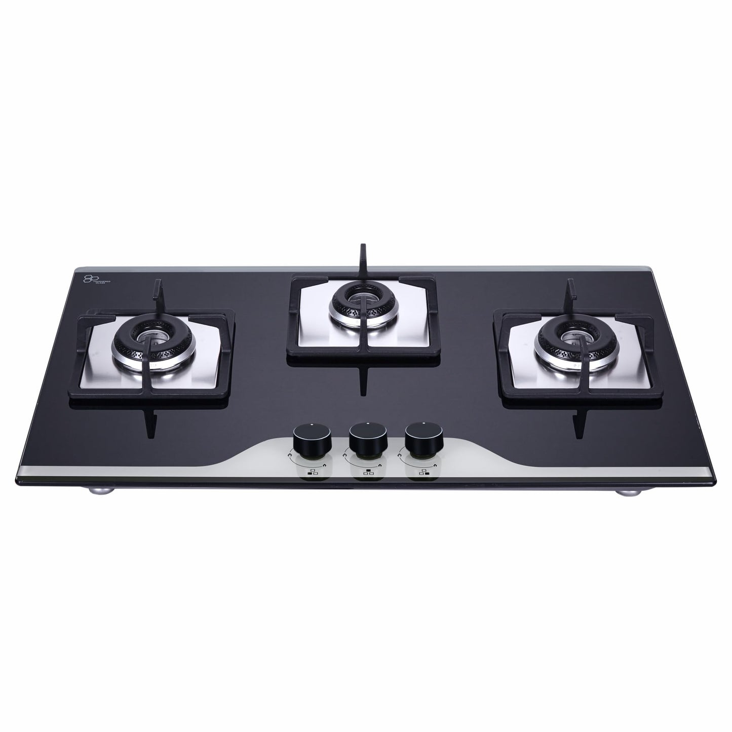 Elica 75cm 3 Burner Auto Ignition Hob | FLEXI HCT 375 DX LOTUS BK DUAL TONE | SABAF Burners | Cast Iron Pan Support | Dual Tone 8mm Toughened Glass | 5-Year Glass & Valve Warranty | Black 