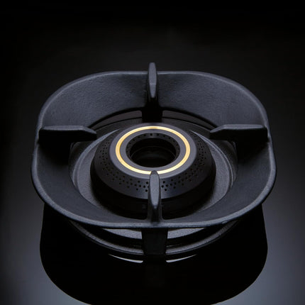 Elica 90cm 5 Burner Auto Ignition Hob | CROWN FLEXI 590 LOTUS IND HD BRASS | SABAF Triple Ring Brass Burners | 8mm Toughened Glass | Windshield Grid | 10-Year Burner Warranty 