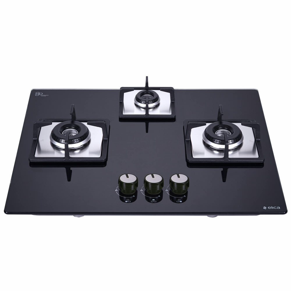 Elica Hob 3 Burner Auto Ignition Built-In Hob or Hobtop| Sabaf Italian Burners | Toughened Glass Top | 5 Yrs Warranty on Glass & Valves | 2 Yrs Comprehensive | Flexi Hct 360 Dx Lotus Bk, Black price under 20000