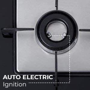 Elica Hob 3 Burner Auto Ignition Built-In Hob or Hobtop| Sabaf Italian Burners | Toughened Glass Top | 5 Yrs Warranty on Glass & Valves | 2 Yrs Comprehensive | Flexi Hct 360 Dx Lotus Bk, Black 