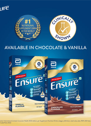 Ensure Complete, Balanced Nutrition Drink For Adults 1kg, Vanilla Flavour, Now With A Special Ingredient HMB And 32 Essential Nutrients To Help Build & Protect Muscle Strength (Pack of 2) 