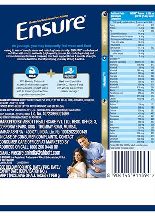 Ensure Complete, Balanced Nutrition Drink For Adults 200g, Chocolate Flavour, Now With A Special Ingredient HMB And 32 Essential Nutrients To Help Build & Protect Muscle Strength 