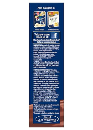 Ensure Complete, Balanced Nutrition Drink For Adults 200g, Chocolate Flavour, Now With A Special Ingredient HMB And 32 Essential Nutrients To Help Build & Protect Muscle Strength 