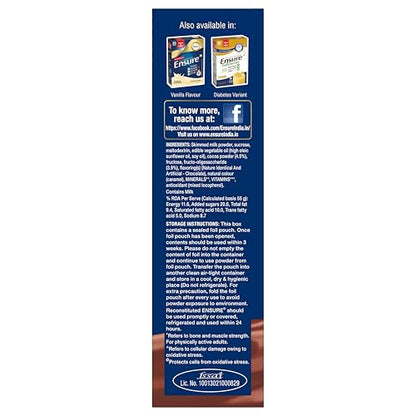 Ensure Complete, Balanced Nutrition Drink For Adults 200g, Chocolate Flavour, Now With A Special Ingredient HMB And 32 Essential Nutrients To Help Build & Protect Muscle Strength 
