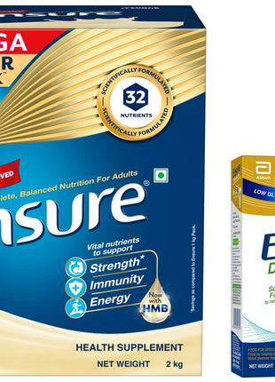 Ensure Complete & Balanced Nutrition Drink For Adults 2kg, Vanilla Flavour & Ensure Diabetes Care Nutrition to Help Control Blood Sugar Levels- Vanilla 400g Box 