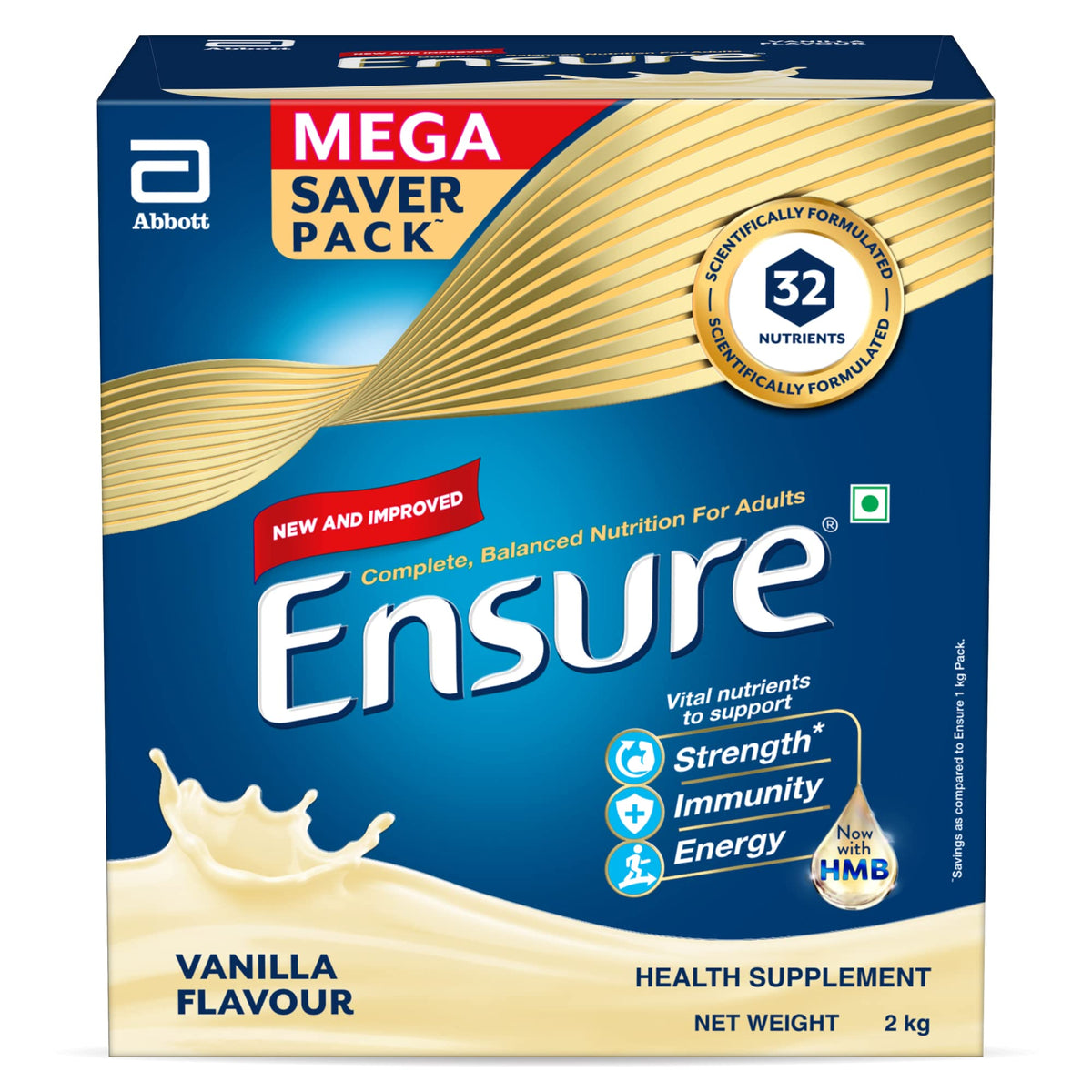 Ensure Complete & Balanced Nutrition Drink For Adults 2kg, Vanilla Flavour & Ensure Diabetes Care Nutrition to Help Control Blood Sugar Levels- Vanilla 400g Box 