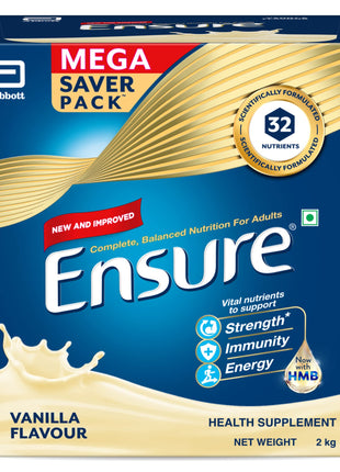 Ensure Complete & Balanced Nutrition Drink For Adults 2kg, Vanilla Flavour & Pediasure Health and Nutrition Drink Powder 1kg, Premium Chocolate Flavour Value Pack 