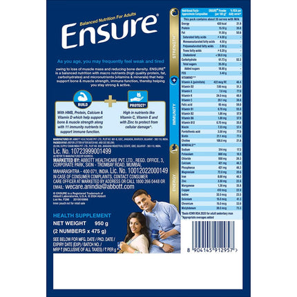 Ensure No 1 Nutritional Supplement Drink in the world, 32 nutrients High Protein,Calcium,Vit D, Chocolate 950g 