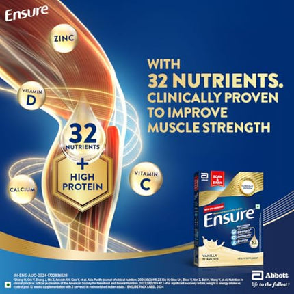Ensure No 1 Nutritional Supplement Drink in the world 32 nutrients High Protein,Calcium,Vit D, Vanilla 1.9kg 
