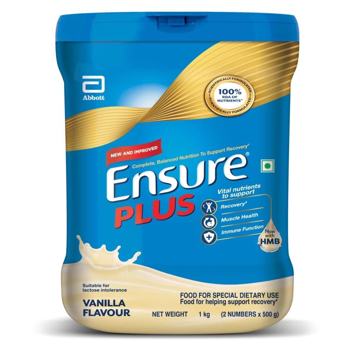 Ensure Plus Powder - 1 Kg (Vanilla), Blue 