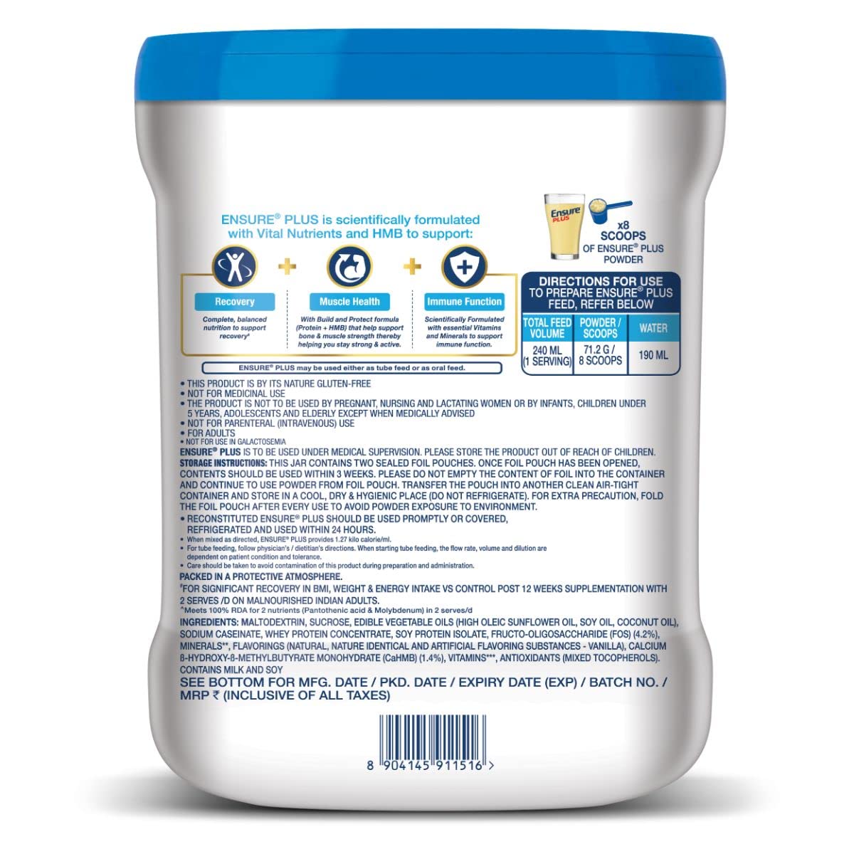 Ensure Plus Powder - 1 Kg (Vanilla), Blue 