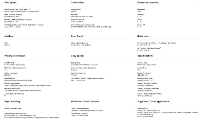 Epson Ecotank L3250 A4 Wi-Fi All-in-One Ink Tank Colour Printer Ink, Black 