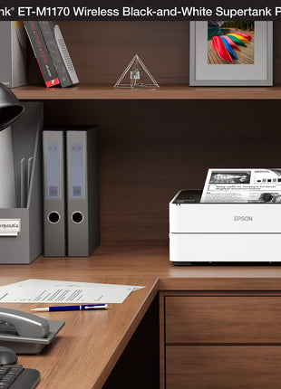 Epson Ecotank Wireless Monochrome Supertank Printer (M1170), White 