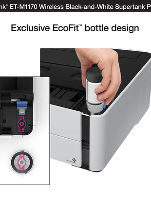 Epson Ecotank Wireless Monochrome Supertank Printer (M1170), White 