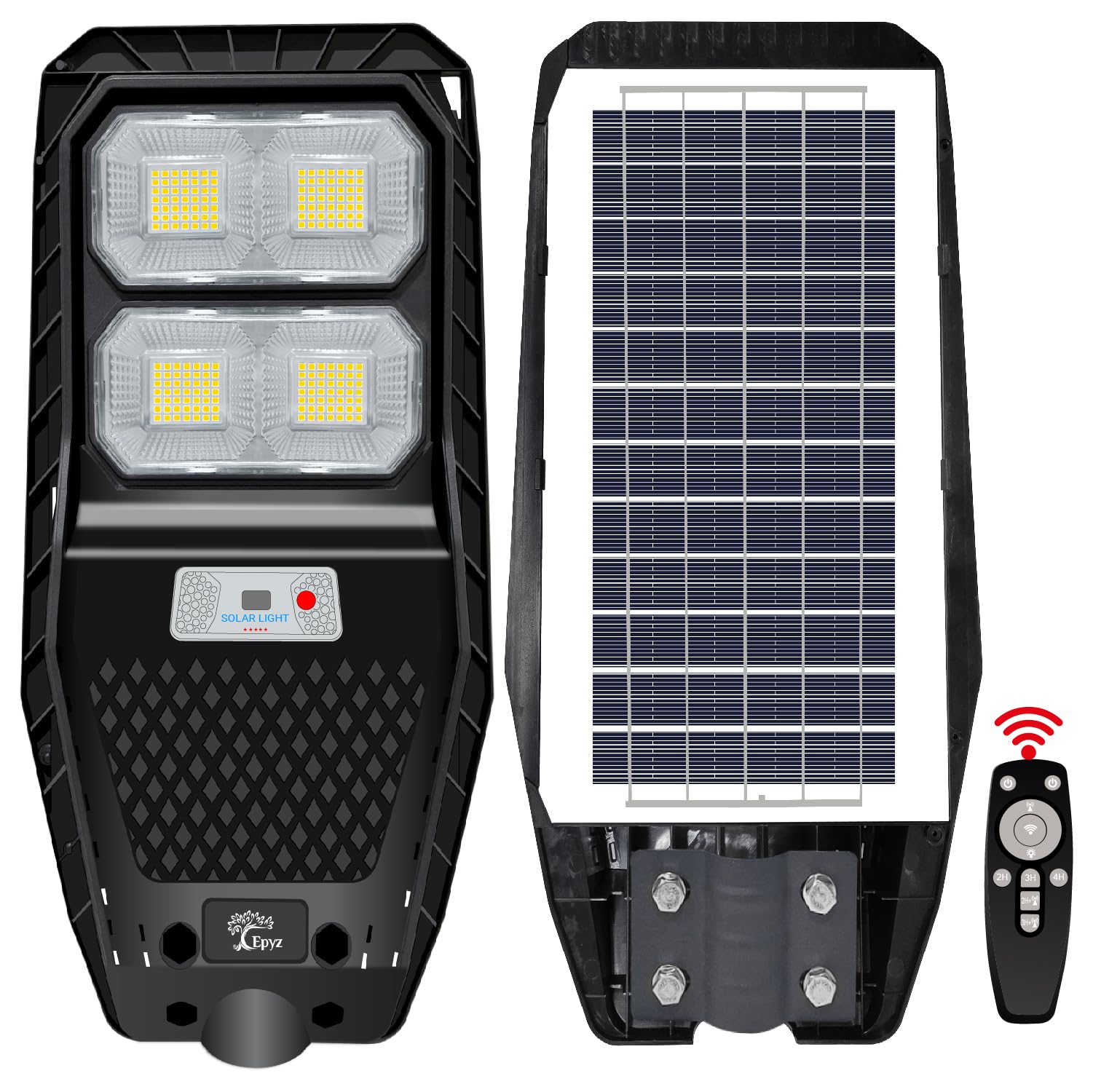 Epyz 50Watt Solar Street Light Outdoor Waterproof with Remote 196 LEDs Motion Sensor Light and Dusk to Dawn for Garden,Street,Lawn [ with Out Pole ] [ Pack of 1,Cold White ] 