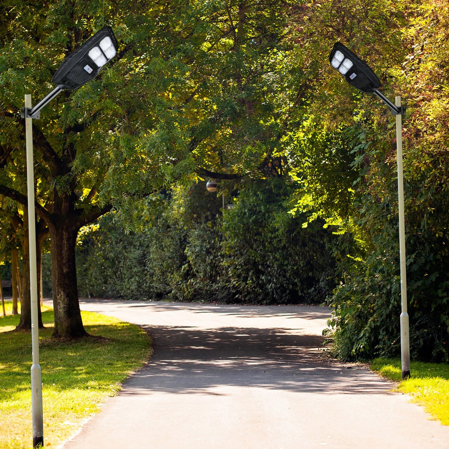 Epyz 50Watt Solar Street Light Outdoor Waterproof with Remote 196 LEDs Motion Sensor Light and Dusk to Dawn for Garden,Street,Lawn [ with Out Pole ] [ Pack of 1,Cold White ] 