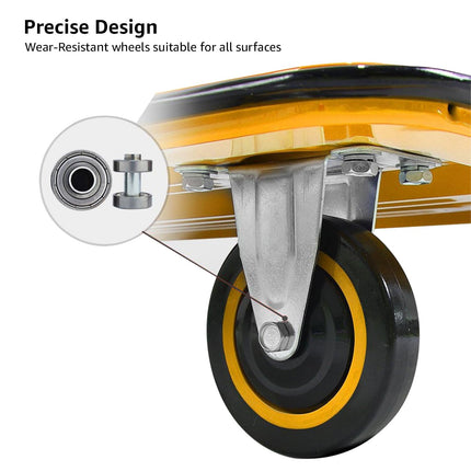 Equal 300kg Capacity Steel Foldable Platform Trolley for Heavy Weight/Material Handling Goods Trolley for Home, Office, Warehouse & Industries - 61cm x 91cm (5" Wheel/Yellow Color) 
