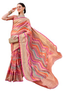 EthnicJunction Women's Pink Silk Blend Woven Banarasi Saree With Blouse Piece 