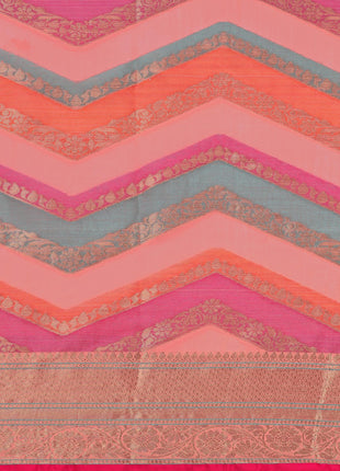 EthnicJunction Women's Pink Silk Blend Woven Banarasi Saree With Blouse Piece 