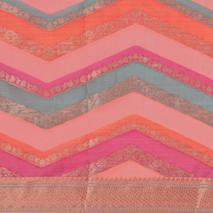 EthnicJunction Women's Pink Silk Blend Woven Banarasi Saree With Blouse Piece 