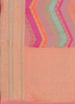 EthnicJunction Women's Pink Silk Blend Woven Banarasi Saree With Blouse Piece 