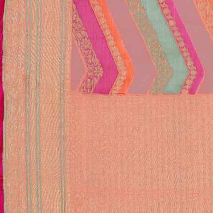 EthnicJunction Women's Pink Silk Blend Woven Banarasi Saree With Blouse Piece 