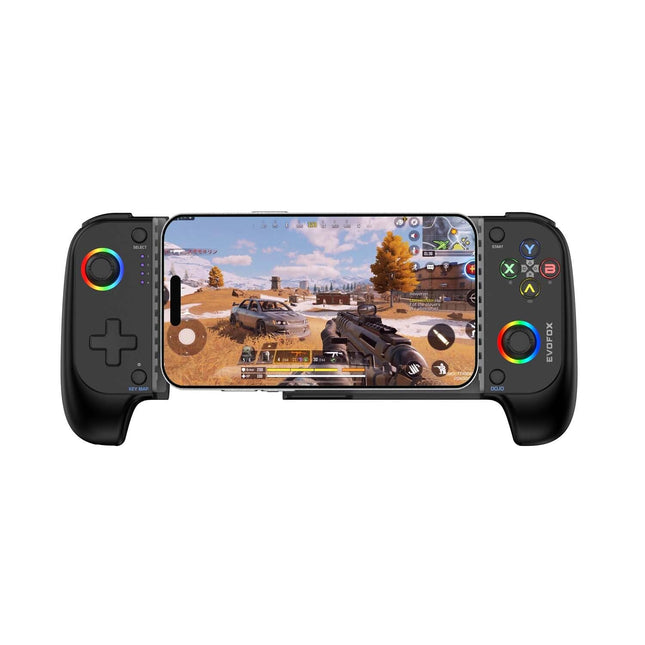 EvoFox Deck Smartphone Gamepad with iPhone/Android, XBOX, HID & Keymap mode for Android | Bluetooth v5.0 | Dual Vibration motors | Magnetic Hall 3D Joysticks | RGB Lighting and Backlit Controls 
