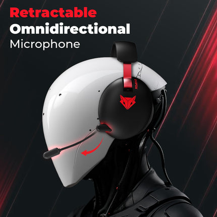 Evofox Hyperion Gaming Headphones with Mic - Black, 50mm Drivers, Immersive Surround Sound, Retractable Mic, Wired (3.5mm + Type-C), Inline Controls, Durable Build with Over Ear Swappable Ear Pads 