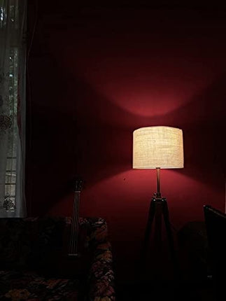 F N Finautica Wooden Italian Wooden Crafter Standard Size Tripod Floor Lamp with Jute Shade, Bulb and Holder, Pack of 1 LED 