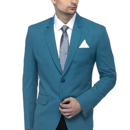 FAVOROSKI Designer Men's Slim Fit Notch Lapel Collar Single Breasted Tuxedo Blazer, Turquoise Green XL 