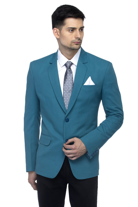 FAVOROSKI Designer Men's Slim Fit Notch Lapel Collar Single Breasted Tuxedo Blazer, Turquoise Green XL 