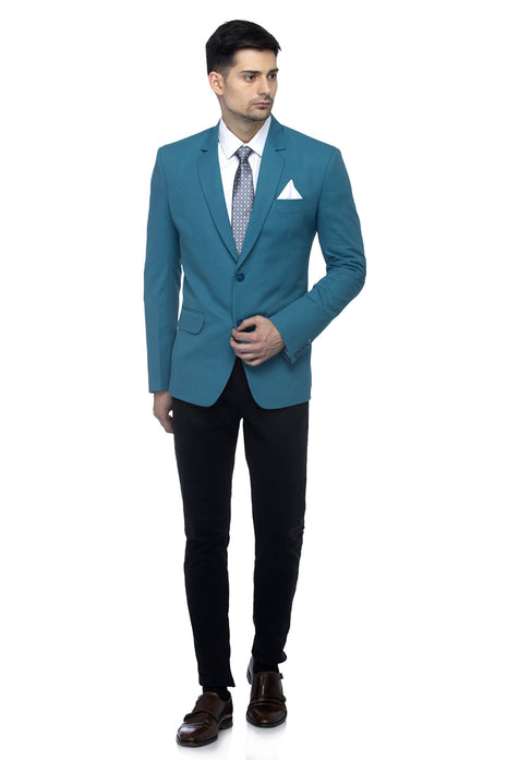 FAVOROSKI Designer Men's Slim Fit Notch Lapel Collar Single Breasted Tuxedo Blazer, Turquoise Green XL 