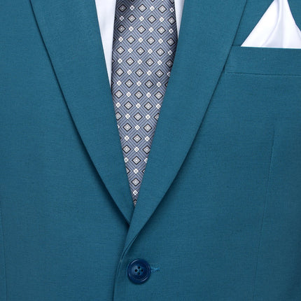 FAVOROSKI Designer Men's Slim Fit Notch Lapel Collar Single Breasted Tuxedo Blazer, Turquoise Green XL 