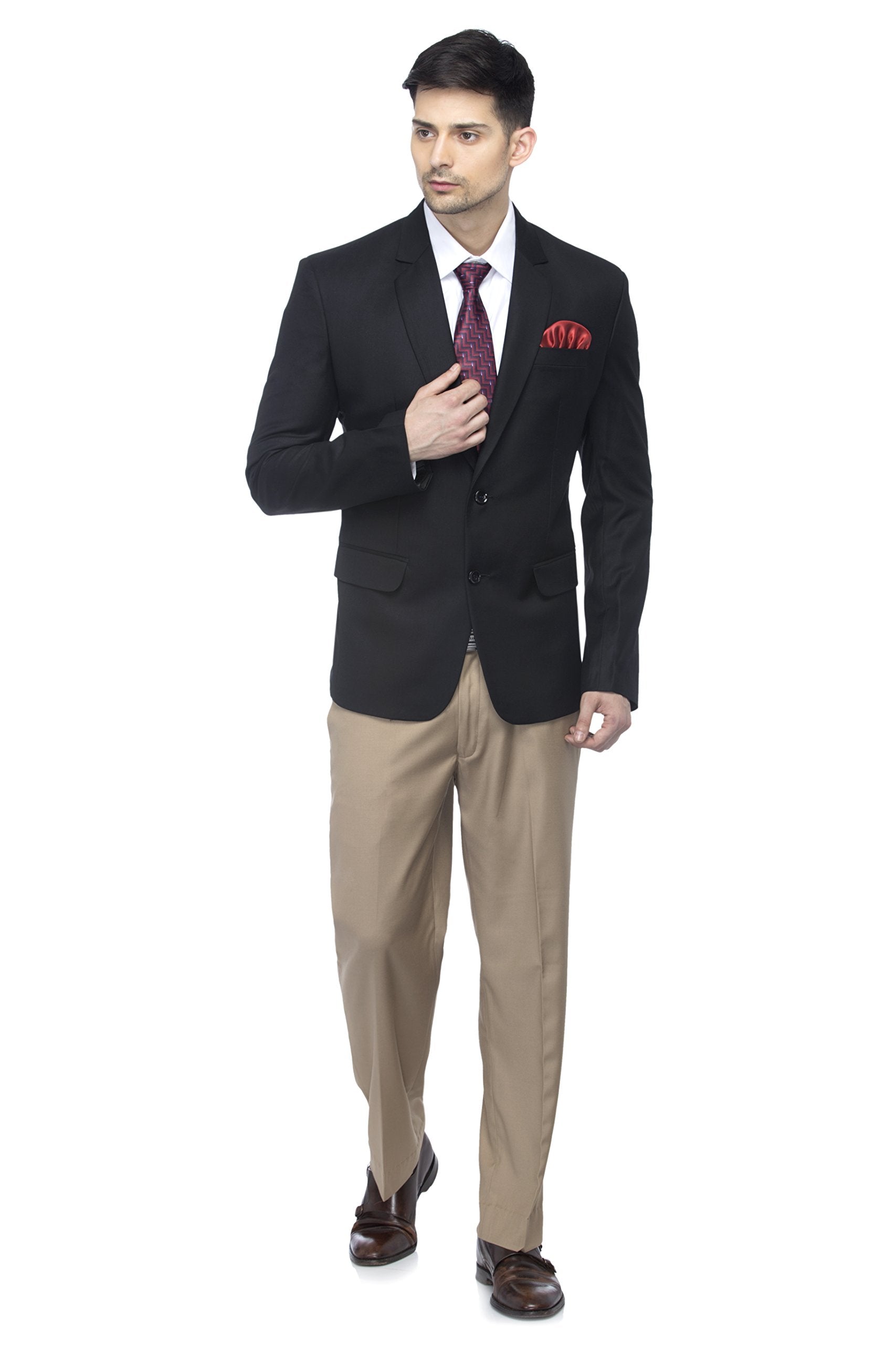 FAVOROSKI Designer Men's Slim Fit Notched Lapel Single Breasted Solid Blazer, Black (FVBL161133-BLACK-5XL) 