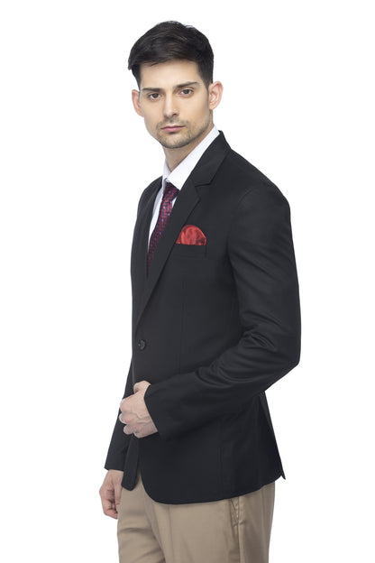 FAVOROSKI Designer Men's Slim Fit Notched Lapel Single Breasted Solid Blazer, Black (FVBL161133-BLACK-5XL) 