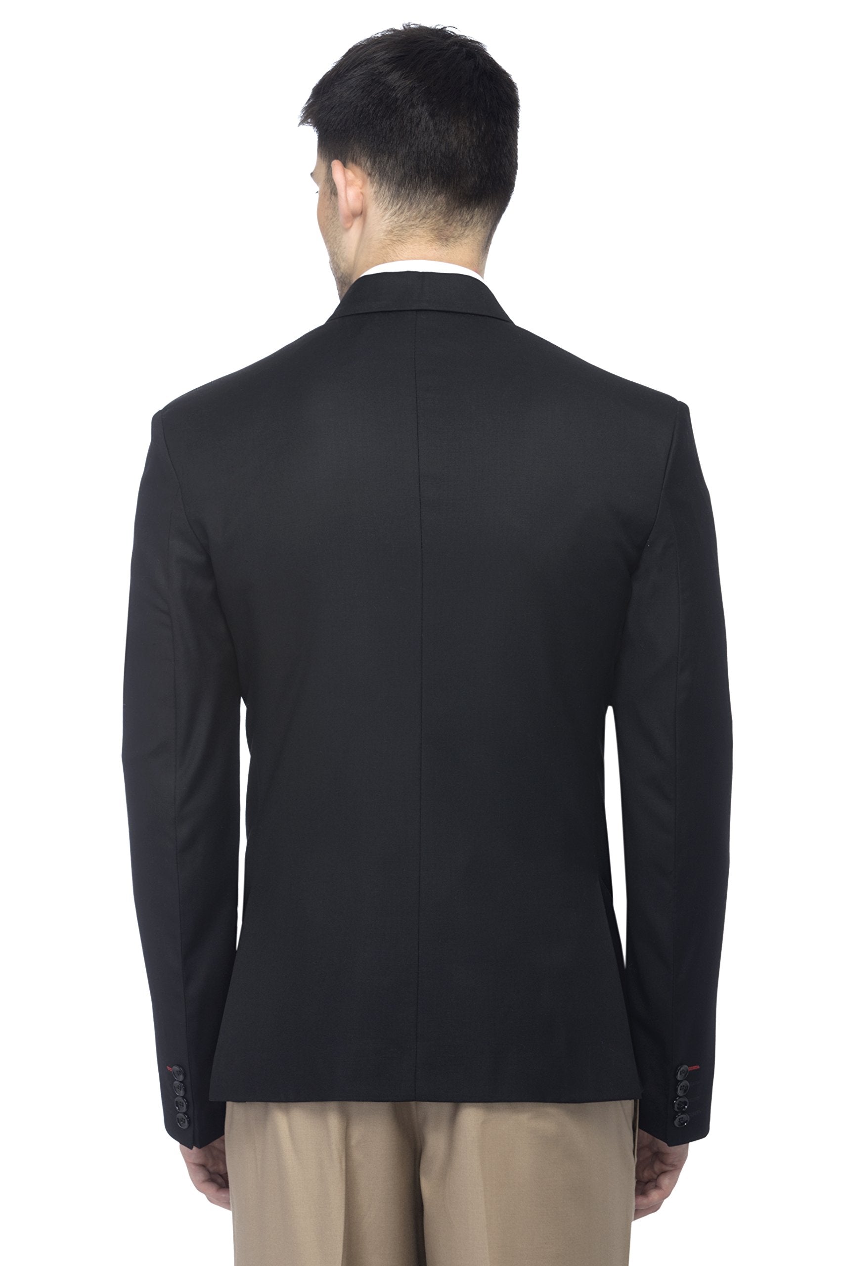 FAVOROSKI Designer Men's Slim Fit Notched Lapel Single Breasted Solid Blazer, Black (FVBL161133-BLACK-5XL) 