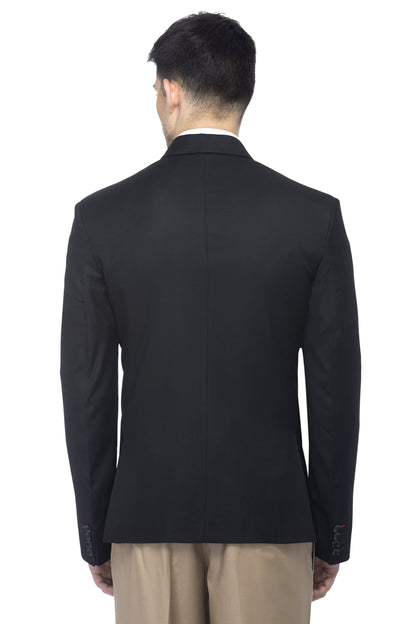 FAVOROSKI Designer Men's Slim Fit Notched Lapel Single Breasted Solid Blazer, Black (FVBL161133-BLACK-5XL) 