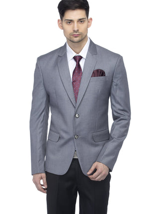FAVOROSKI Designer Men's Slim Fit Notched Lapel Single Breasted Solid Blazer, Grey (FAVBL161114-GREY-4XL) 