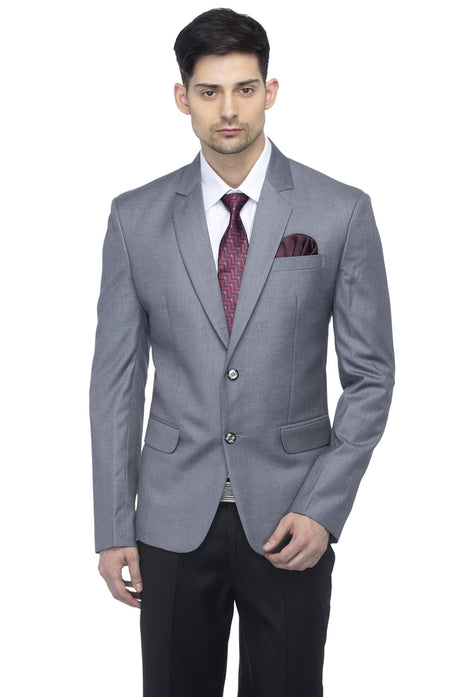 FAVOROSKI Designer Men's Slim Fit Notched Lapel Single Breasted Solid Blazer, Grey (FAVBL161114-GREY-4XL) 